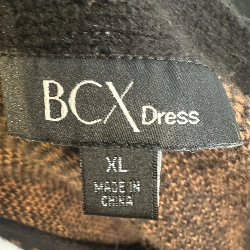BCX Black and Brown Houndstooth Cardigan Sweater Dress size XL